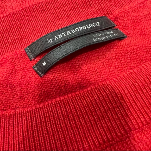Anthropologie Merino Wool Long-Sleeve Sweater Red Orange Size M - Picture 10 of 13